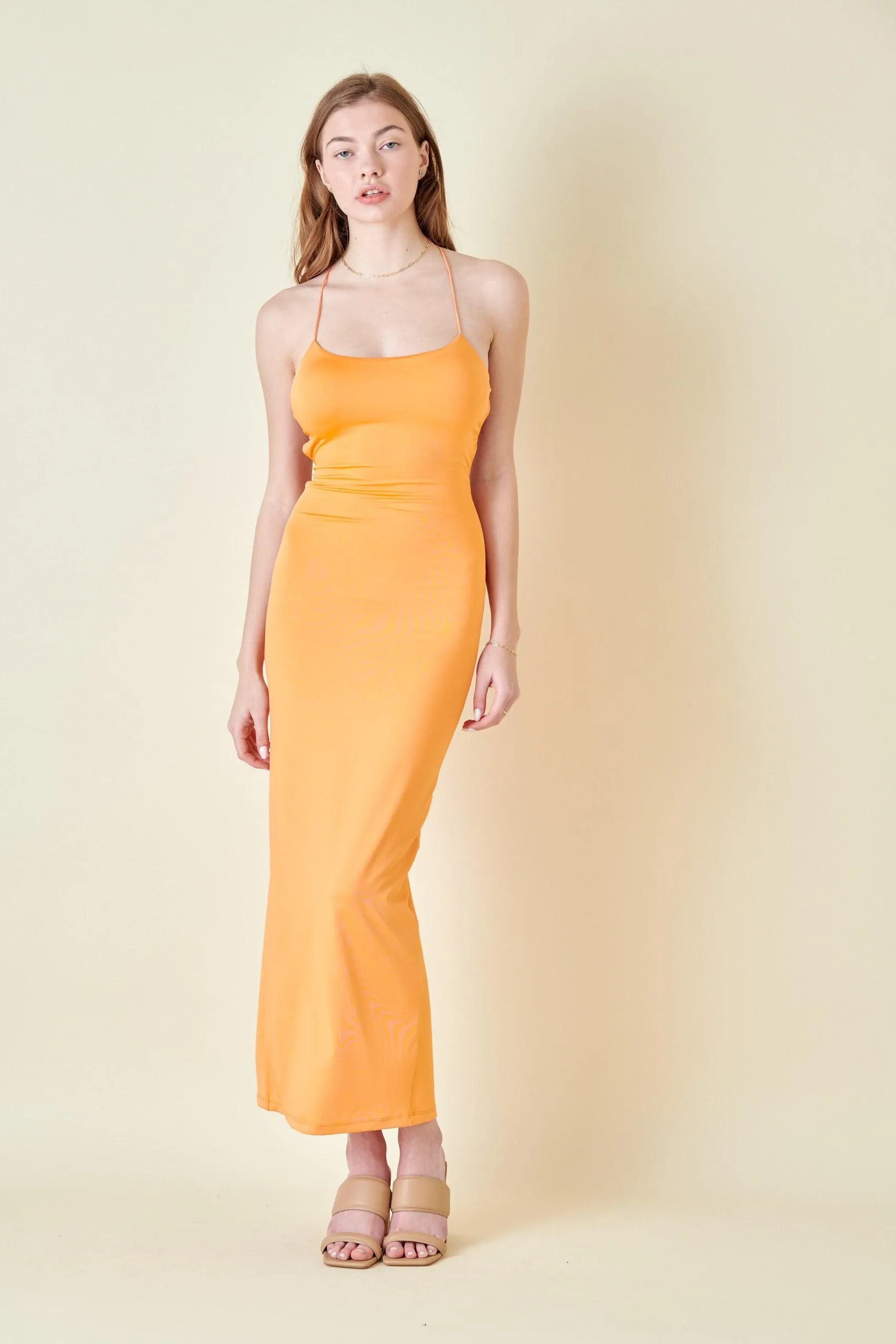 strappy back slinky maxi dress