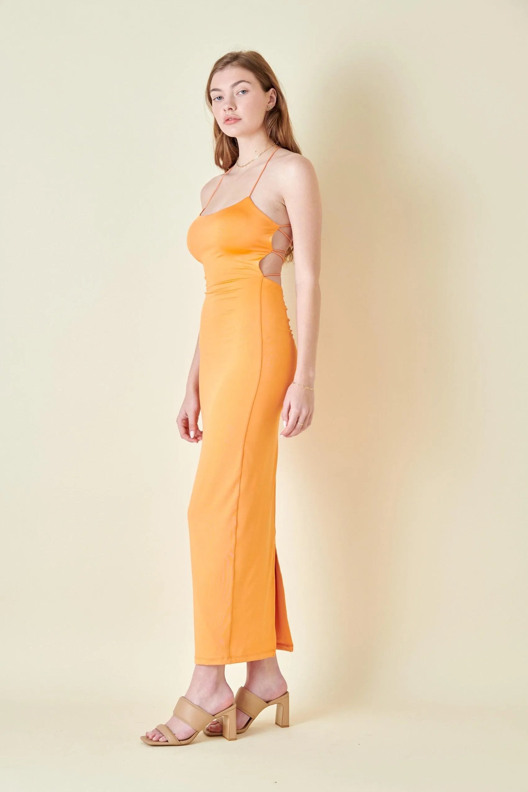 strappy back slinky maxi dress