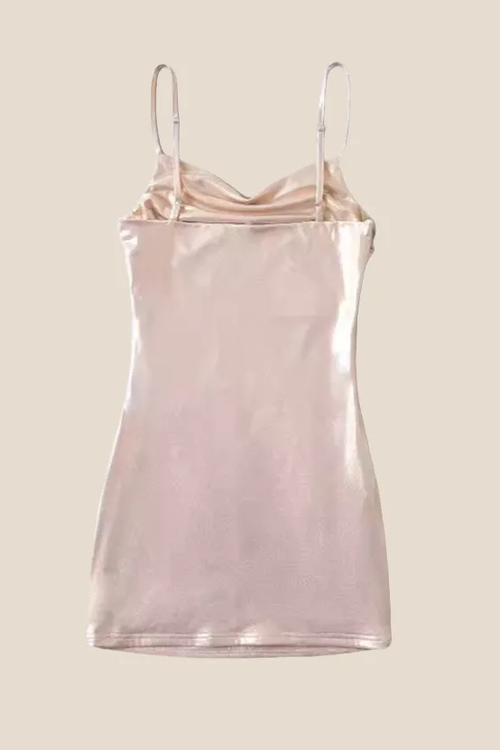 Straps Champagne Ruched Tight Short Dress