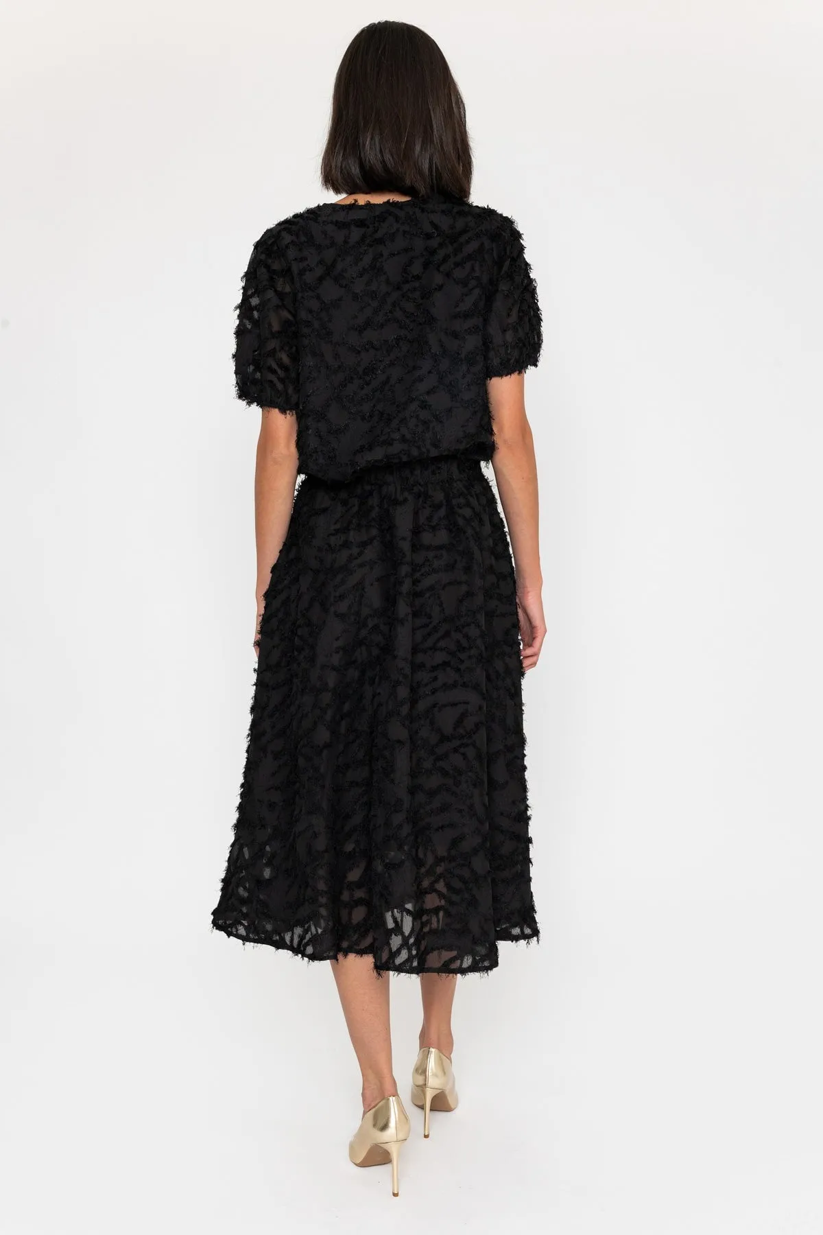 Textured Midi Skirt in Black