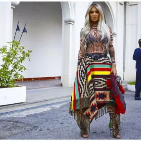 Tribal Tattoo Print Mesh Rave Bodysuit