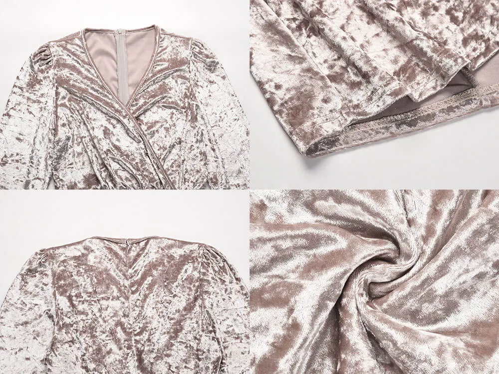 Velvet Asymmetrical Hem Mini Dresses