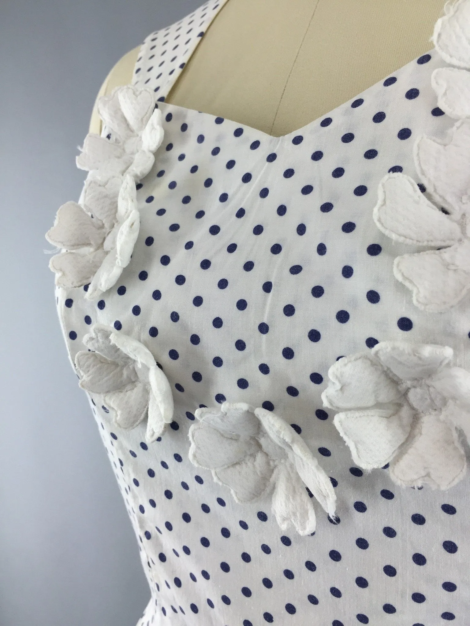 Vintage 1940s Dress / Polka Dot Halter Sundress