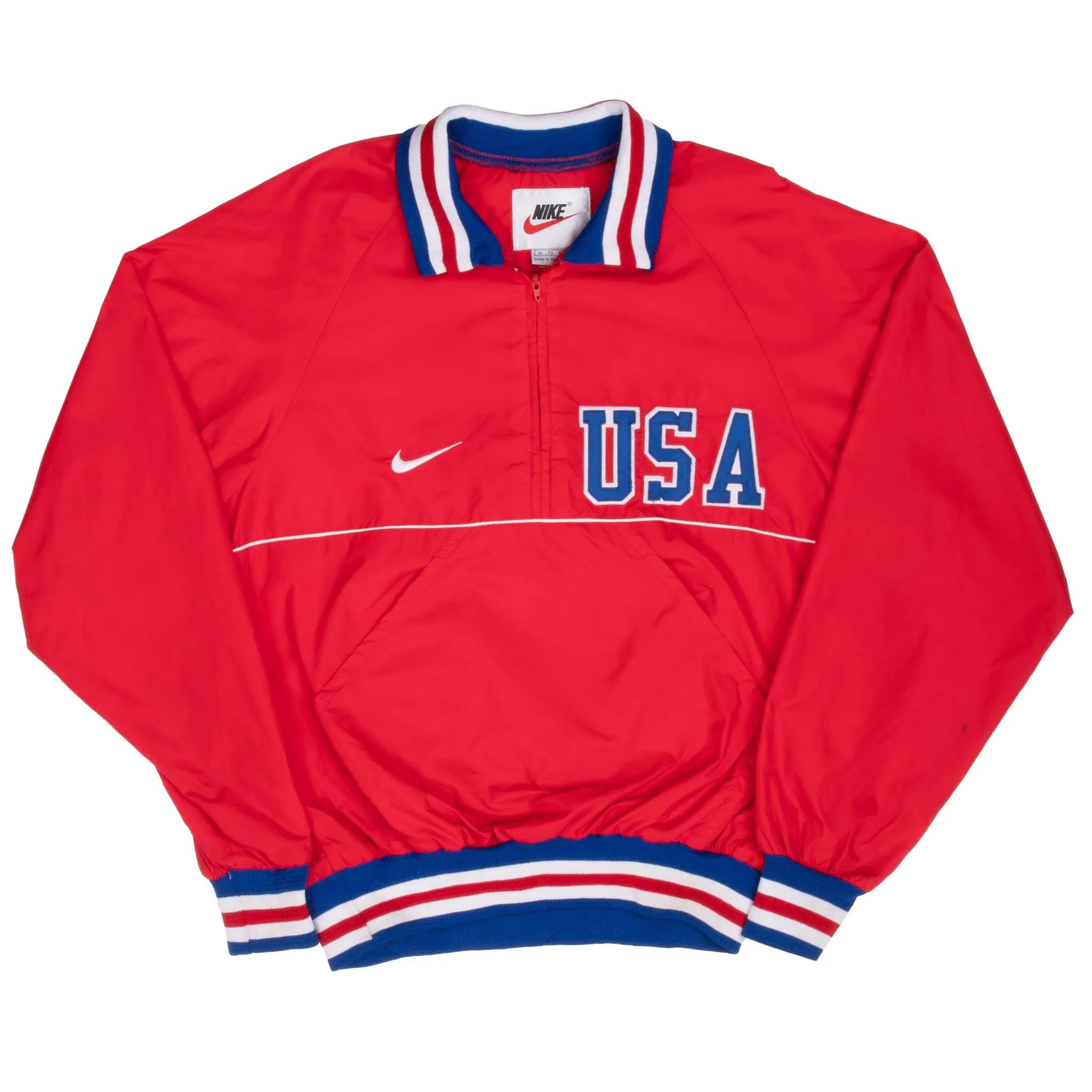 VINTAGE NIKE TEAM USA RED PULLOVER WINDBREAKER JACKET 1990S SIZE XL