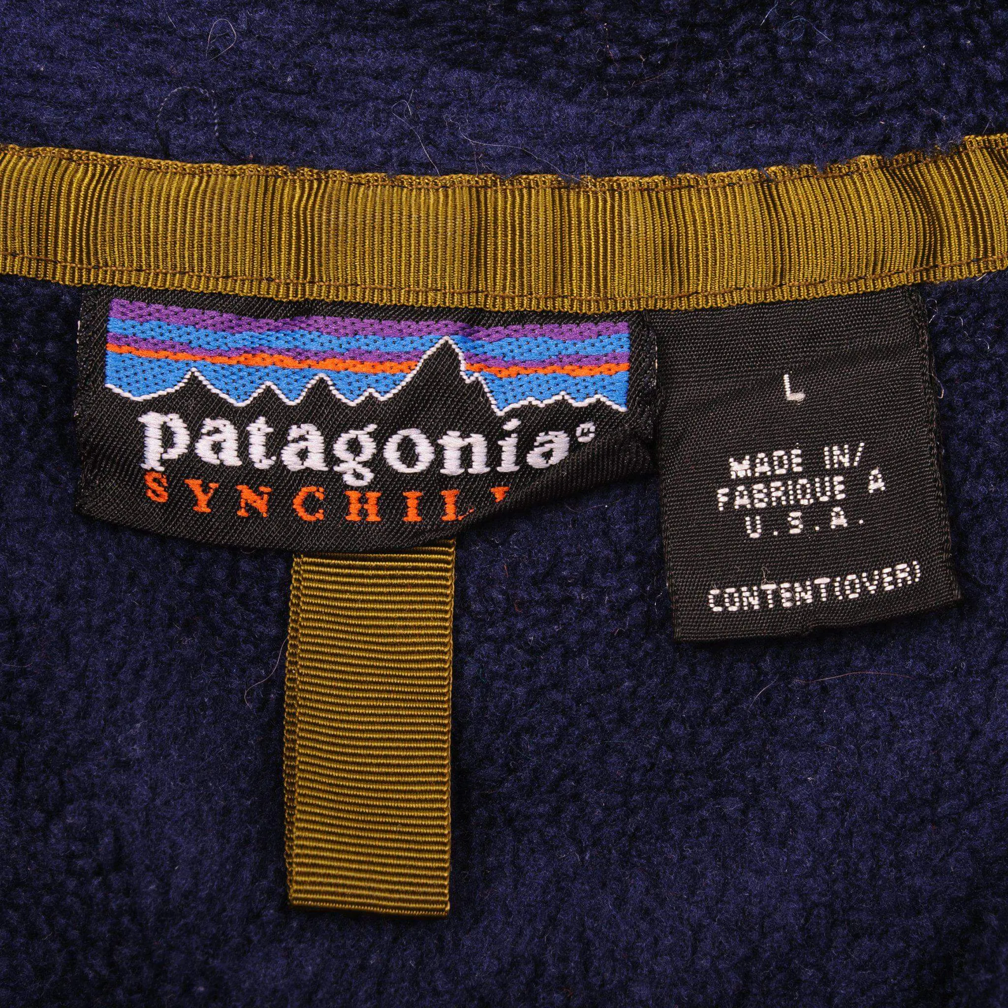 VINTAGE PATAGONIA SYNCHILLA SNAP T FLEECE PULLOVER 1998 SIZE LARGE MADE IN USA