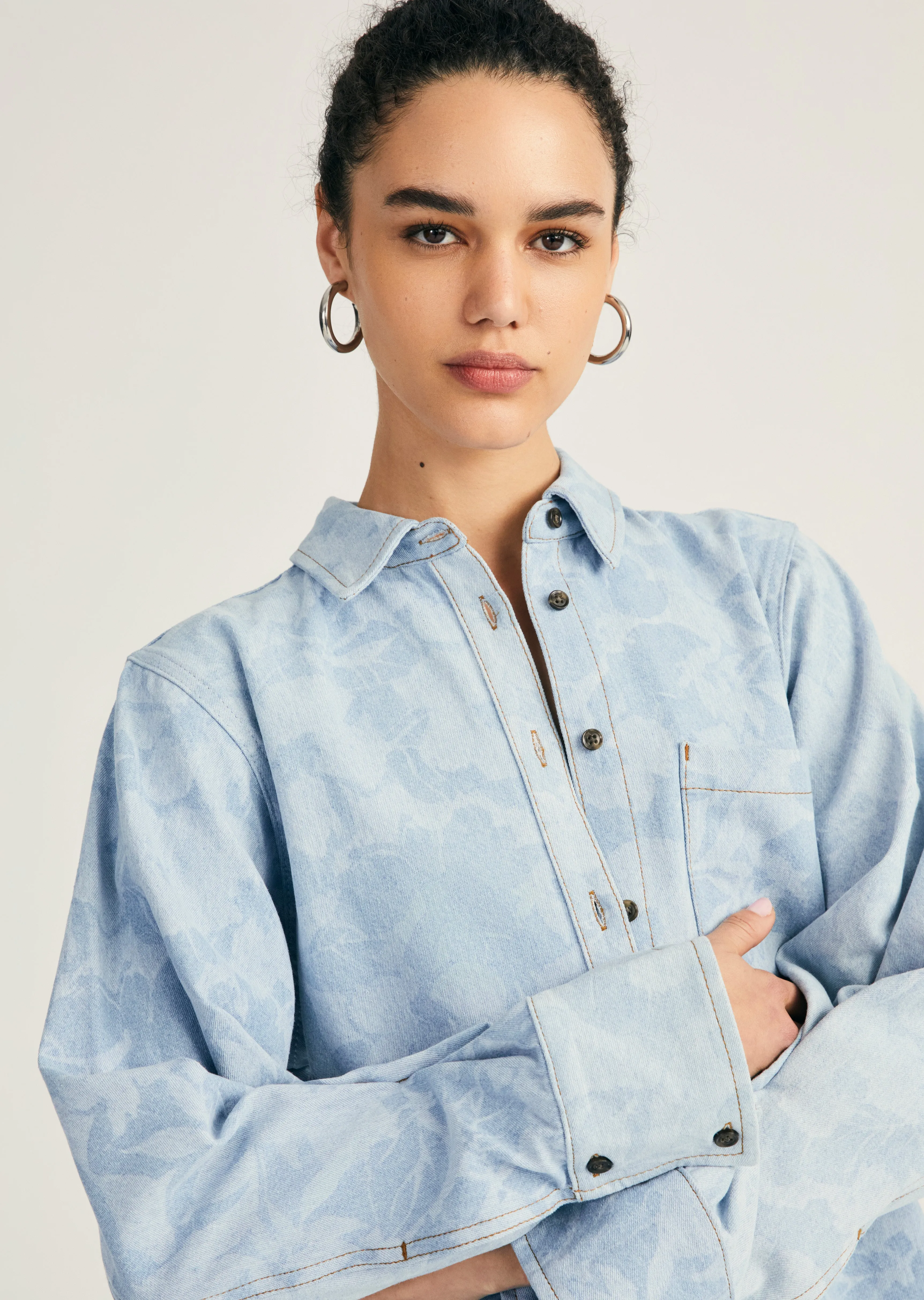 Wesley Denim Shirt - Laser Floral