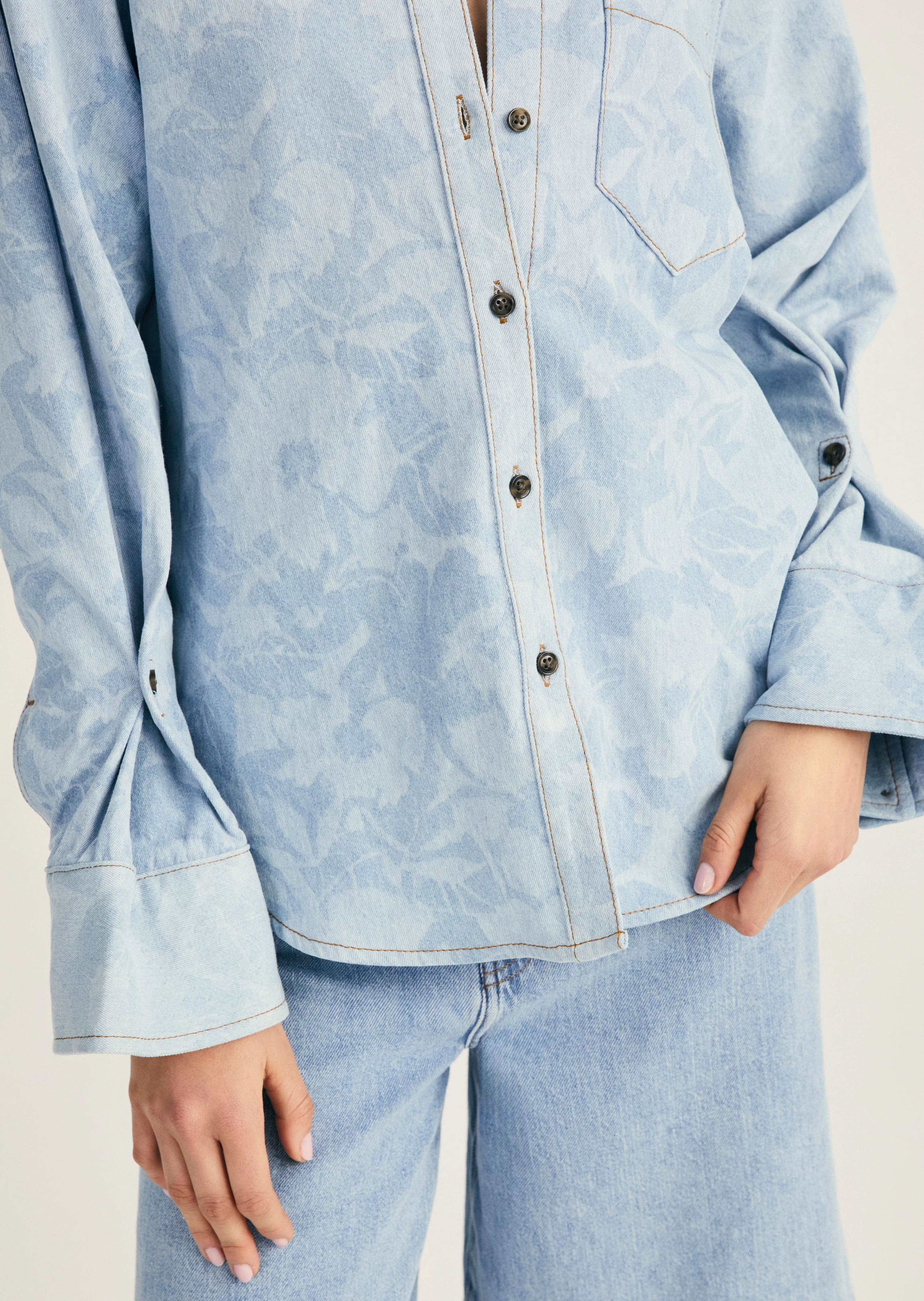 Wesley Denim Shirt - Laser Floral