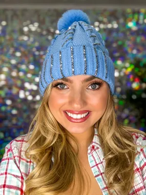Winter Dreams Bling Fur Lined Pom Pom Beanie