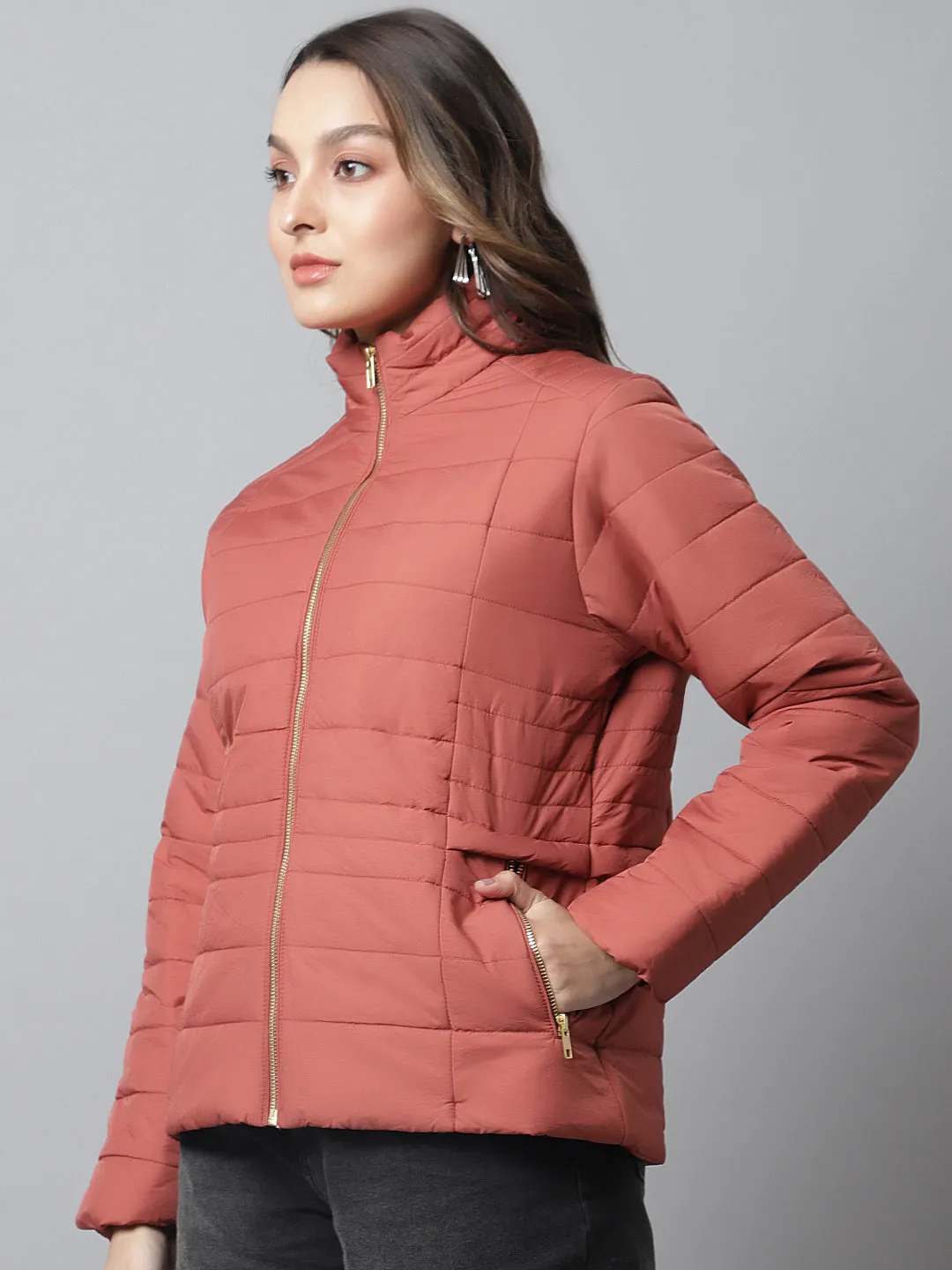 Women's Casual  Brick Quilted  Jacket