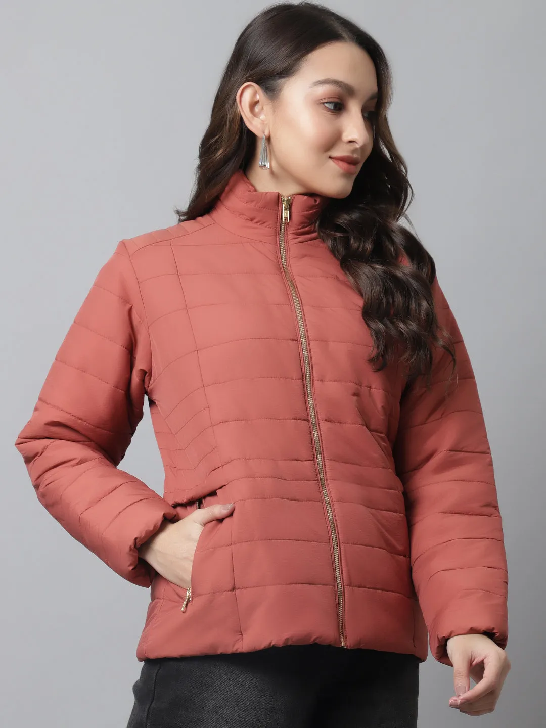 Women's Casual  Brick Quilted  Jacket