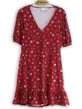 Women's Floral Printed Dress,Red