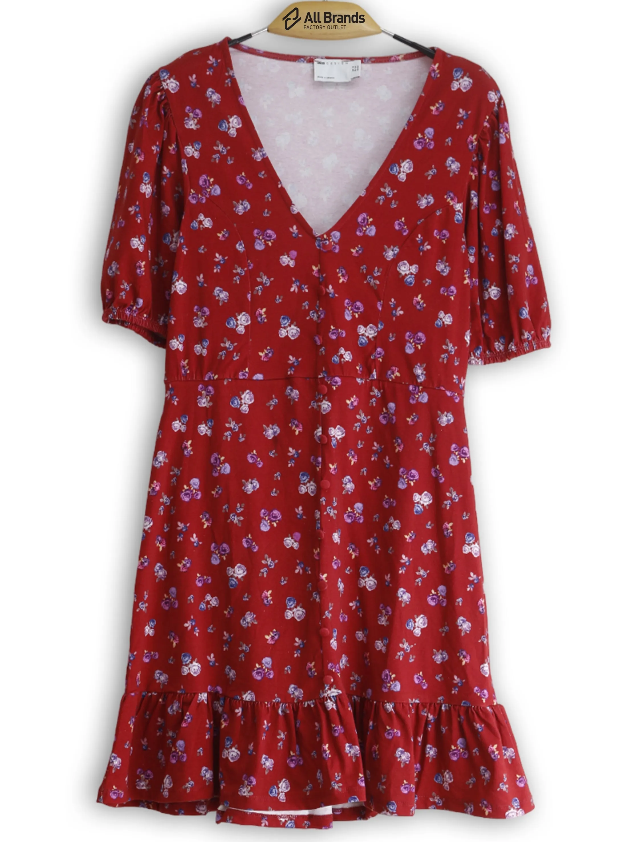 Women's Floral Printed Dress,Red