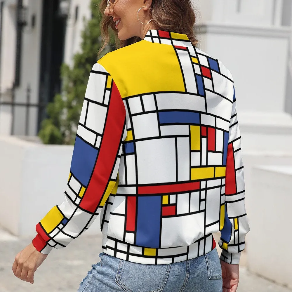 Women's Jacket, Retro Jacket, Mod Jacket, Mondrian Print Jacket, Women's jacket, Light Jacket Women, Vintage Style Jacket