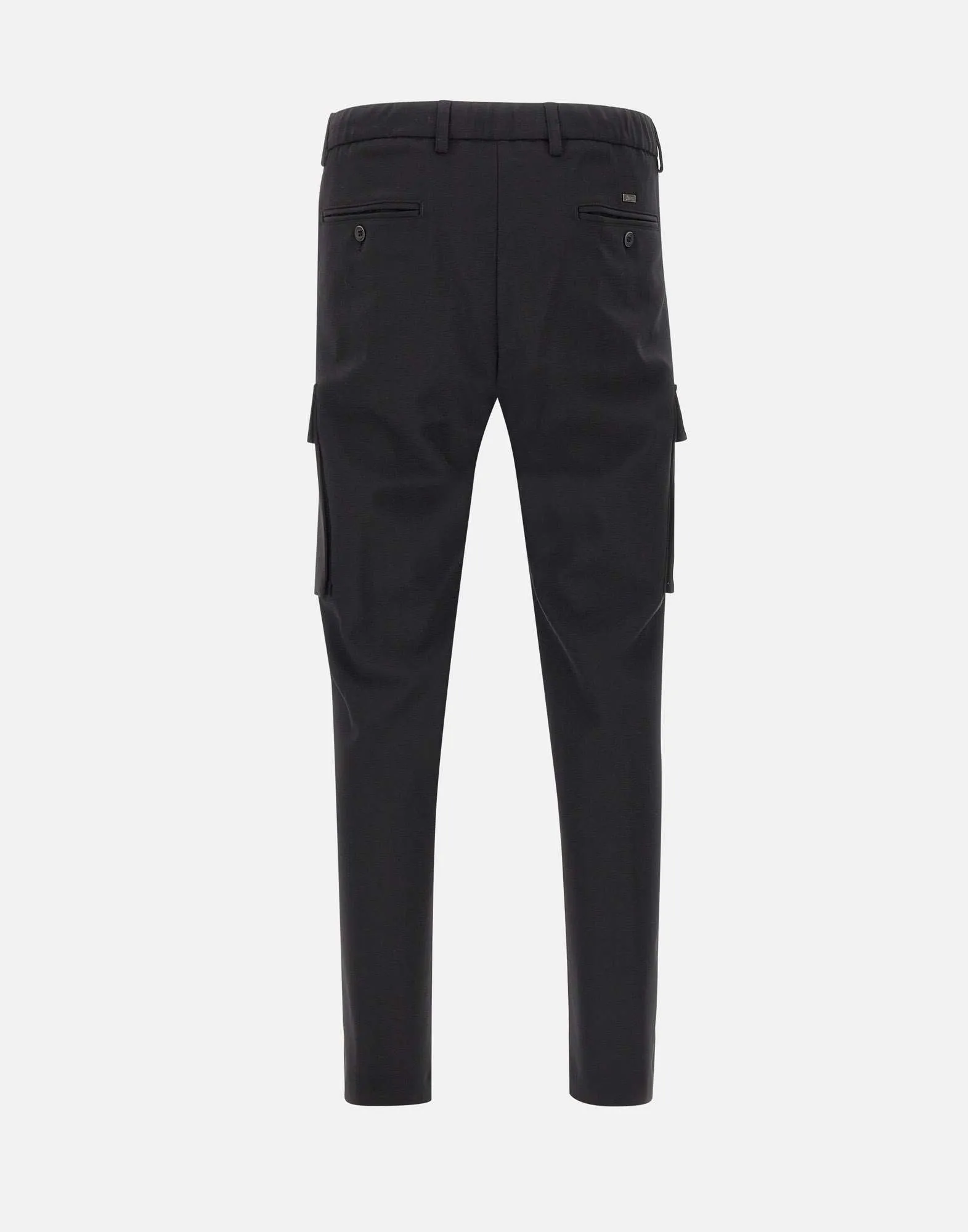 Wool Blend Cargo Trousers in Black