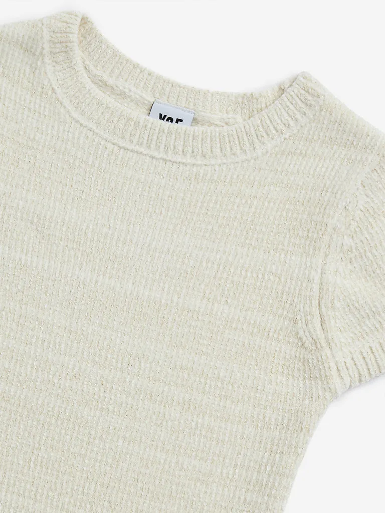Y&F Kids Off-White Knitted Bodycon Dress