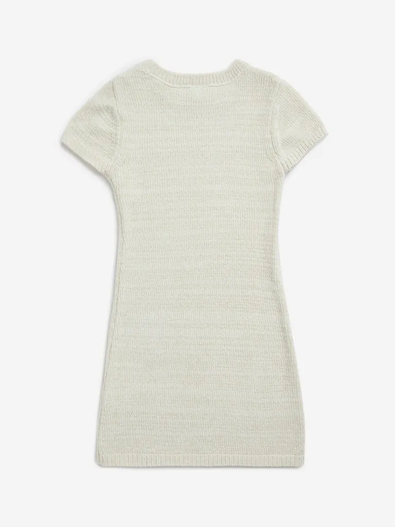 Y&F Kids Off-White Knitted Bodycon Dress